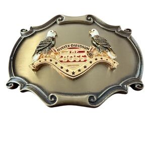 Vintage Harley Davidson Brass Belt Buckle The Boss Twin Eagles Made in USA 70s